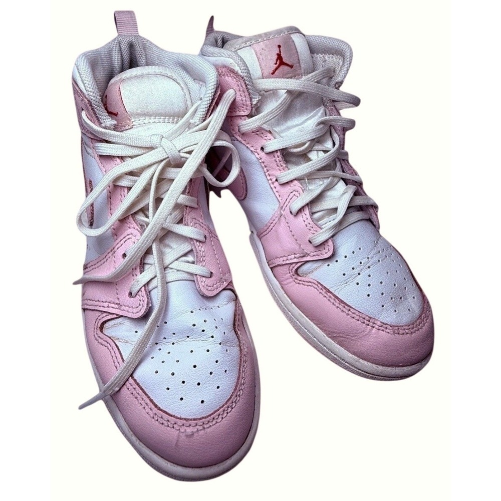 Nike‎ Air Jordan 1 Mid Pink White Kids Sneakers DQ8424-608 Size 2Y